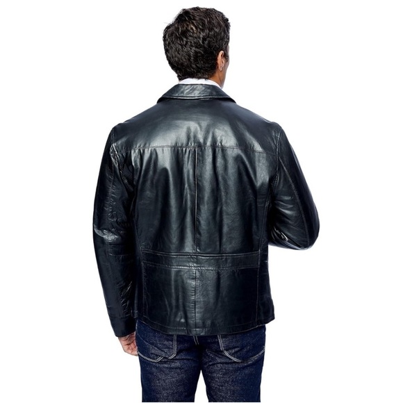EXCELLED • Men’s Black Leather Motorcycle Biker Jacket - Picture 5 of 9